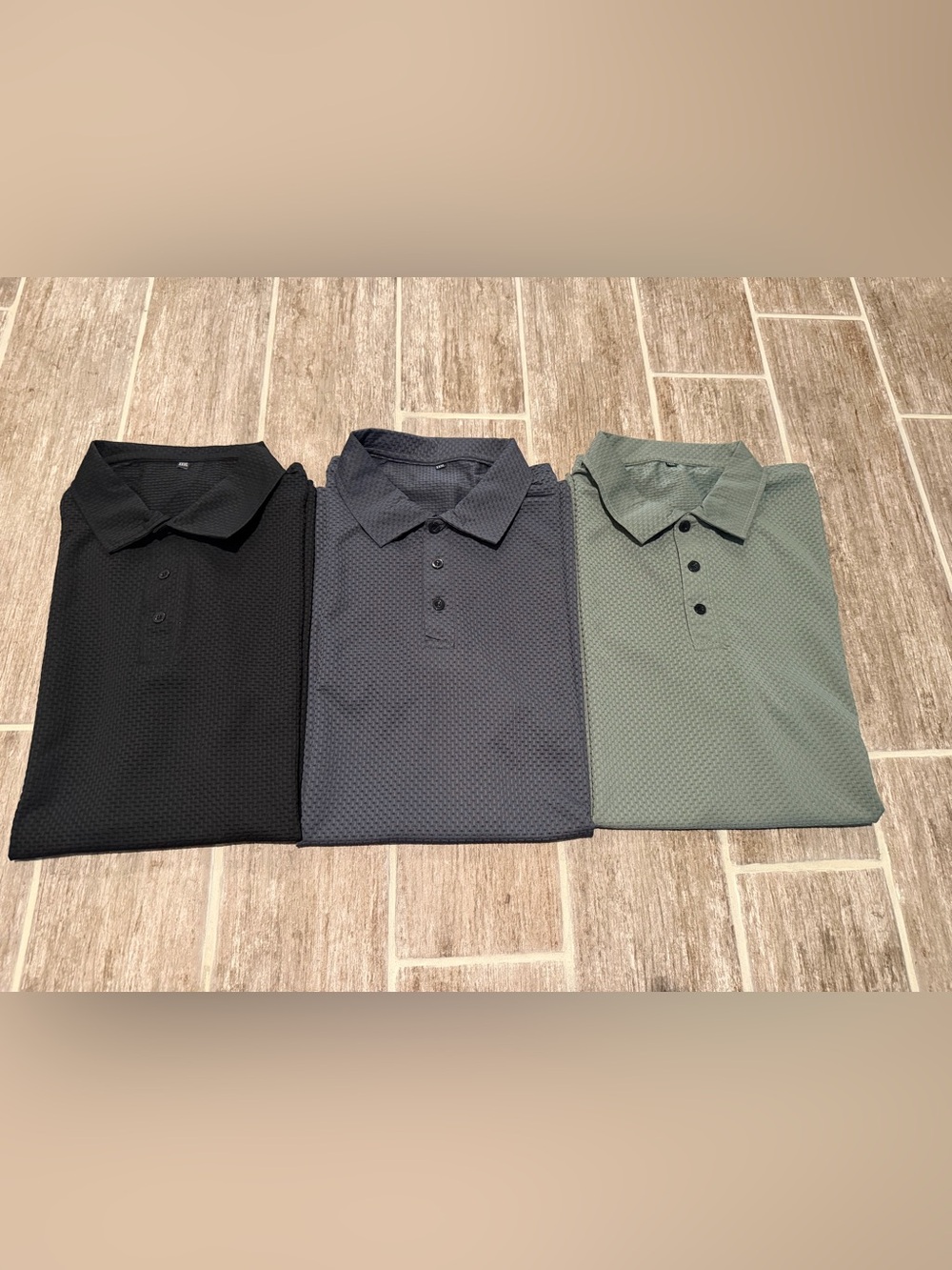MENS JACQUARD WAFFLE KNIT TEXTURED LIFHT WEIGHT QUICK DRY GOLF POLO SET